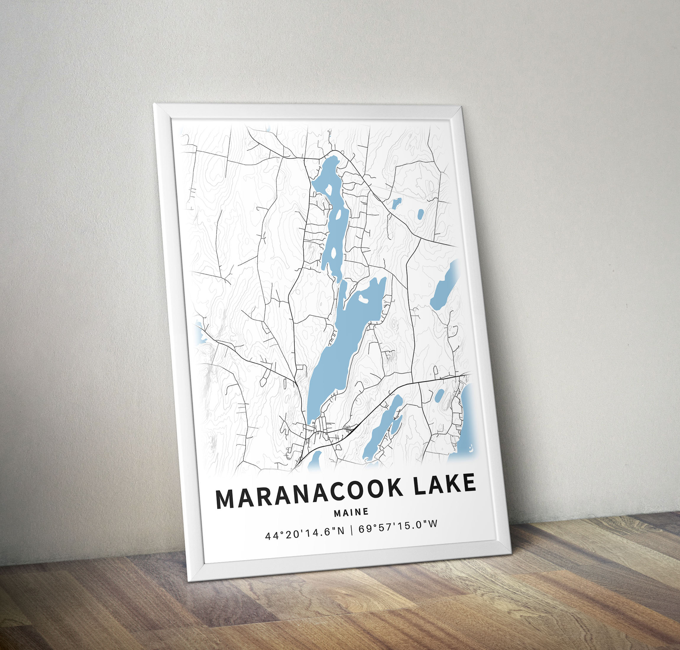 Printable Map of Maranacook Lake Maine United States Etsy