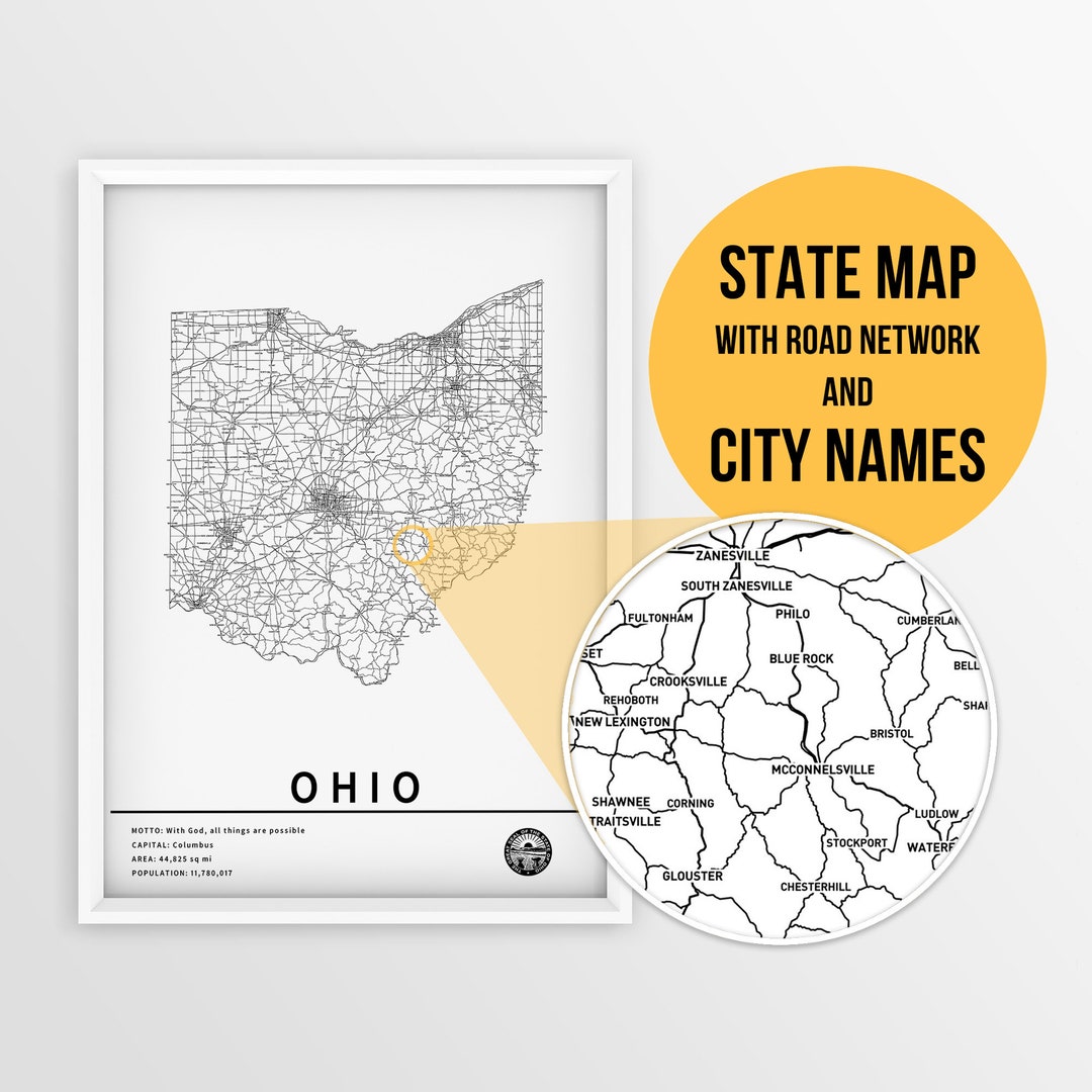 Printable Map of Ohio United States - Il 1080xN.5831104015 Mna7 