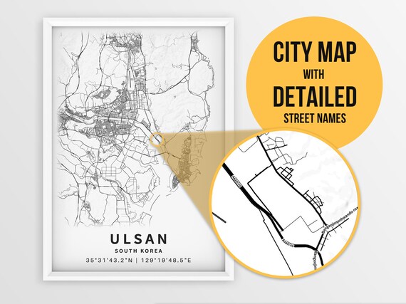 Printable Map of Ulsan South Korea Hyundai City With Street - Etsy