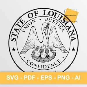 Selo do estado de Louisiana, Louisiana Vector Clipart - SVG \ PNG \ PDF \ Instant Download \ Cutting \ State Sign \ Licença Comercial