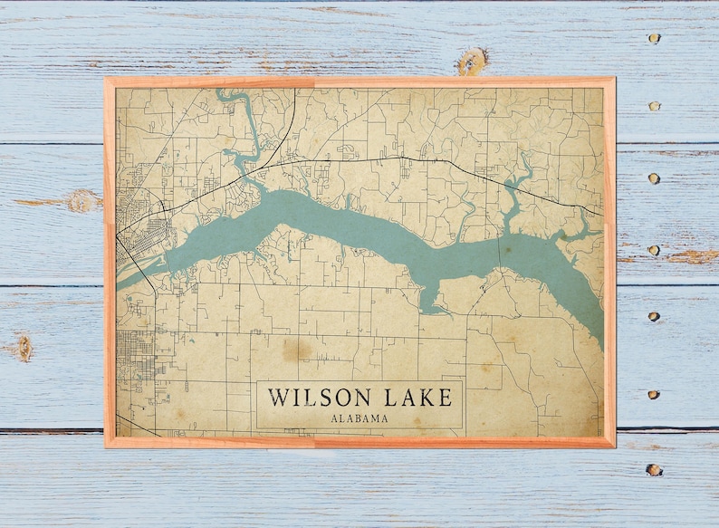 Vintage Style Map of Wilson Lake Alabama USA Instant Etsy