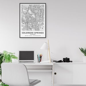 Carte imprimable de Colorado Springs, Colorado, États-Unis avec les noms de rue - téléchargement immédiat \ plan de la ville \ cadeau de voyage \ affiche de la ville \ carte routière image 3
