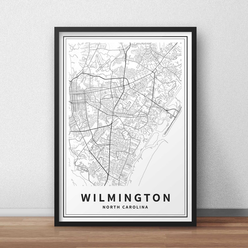 Wilmington NC Map Print North Carolina USA City Map Instant - Etsy