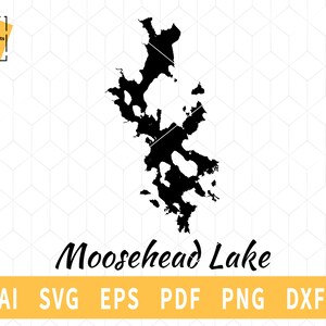 Moosehead Lake, Maine map SVG, map Vector File - Instant Download \ Cutting \ Lake silhouette \ Commercial License