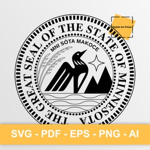 Staatszegel Minnesota, Minnesota Vector Clipart - SVG \ PNG \ PDF \ Instant Download \ Cutting \ State Sign \ Commercial License