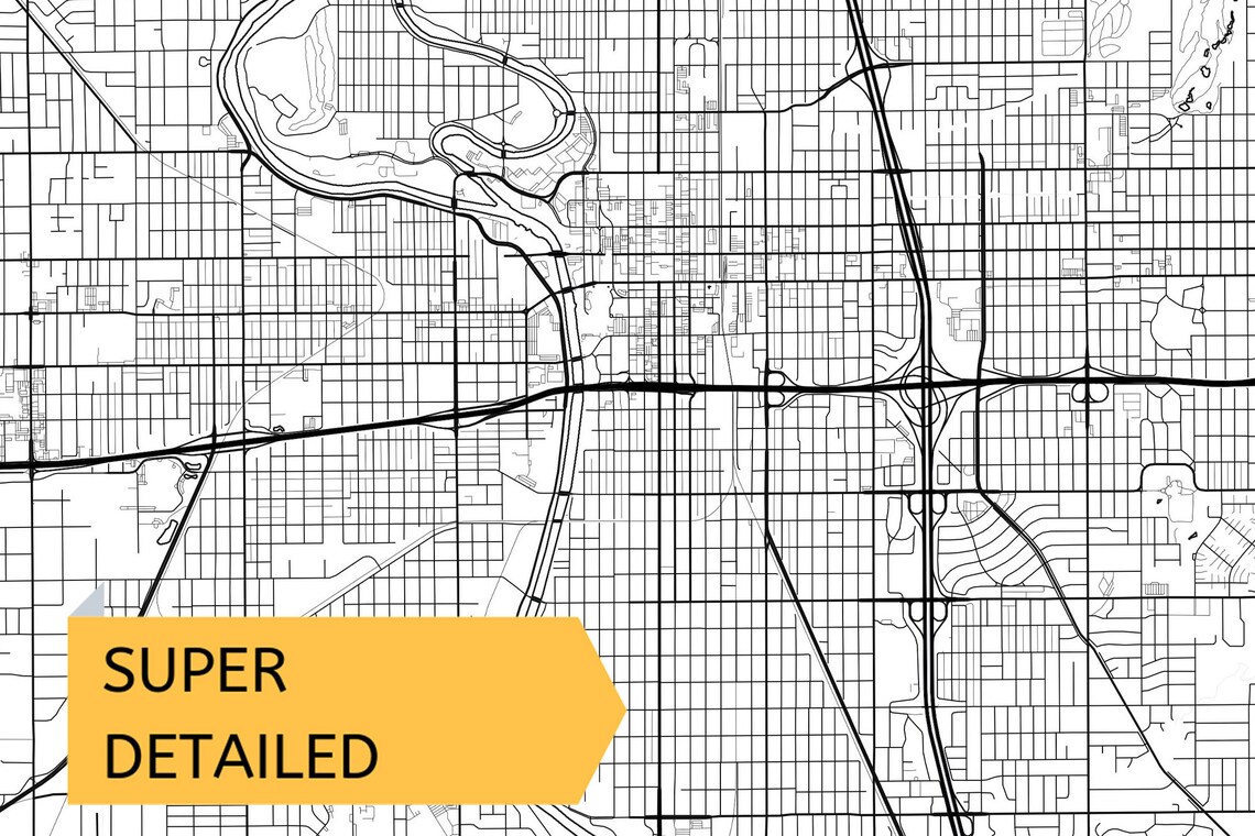 Printable Map of Wichita Kansas KS United States Instant | Etsy