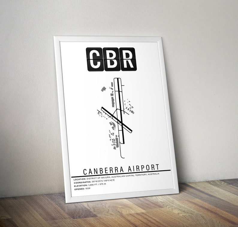 CBR Canberra Airport Poster Instant Download Map Art Pilot Gift Wall Art Airport Map Australia Travel Poster image 5