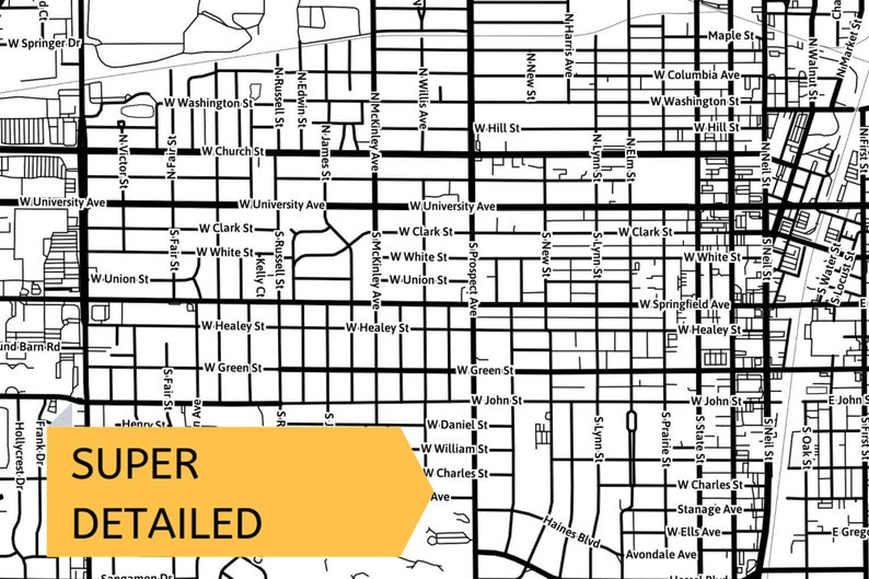 Printable Map Of Champaign Illinois With Street Names Etsy printable-map-of-champaign-illinois-with-street-names-etsy