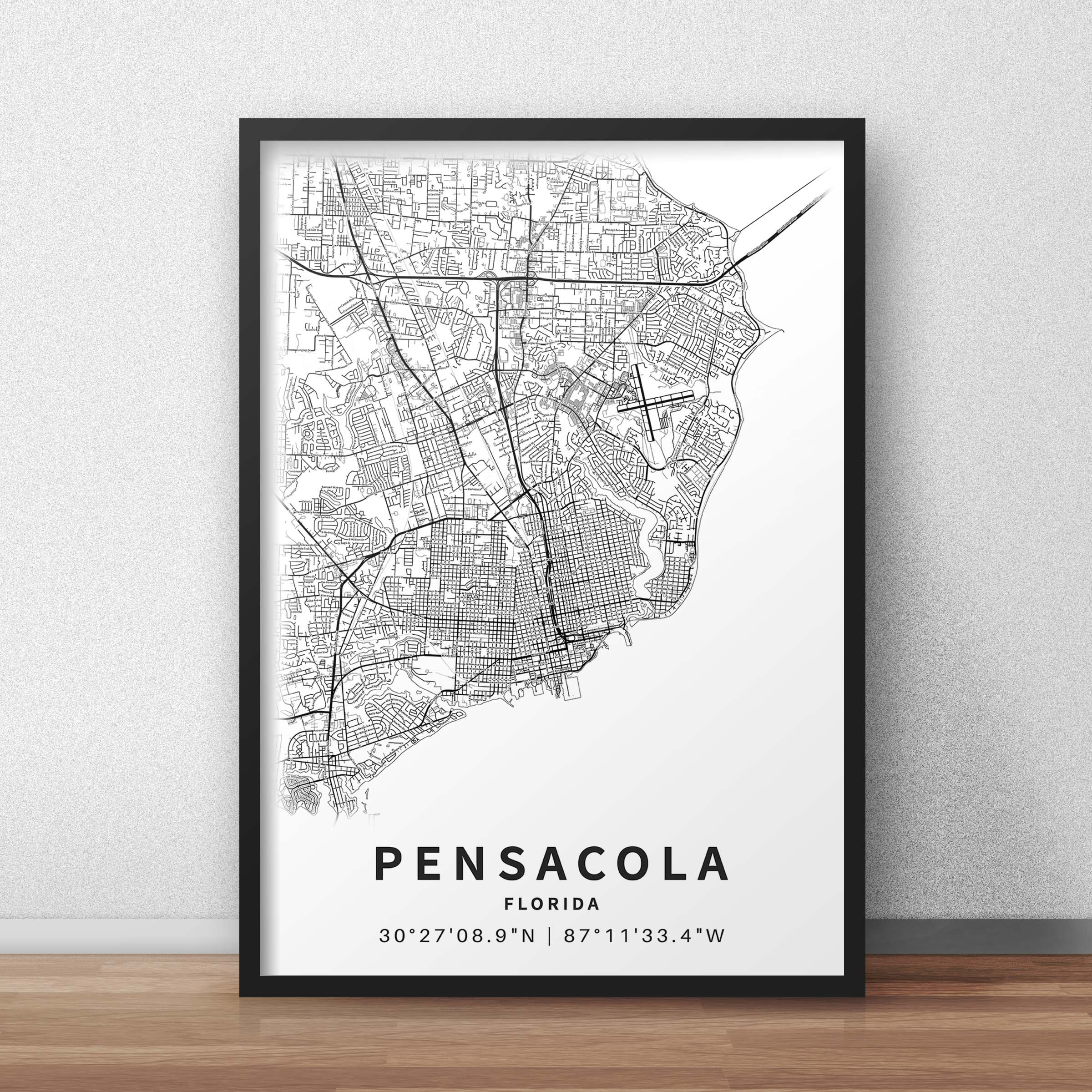 Printable Map of Pensacola FL United States With Street Names - Etsy