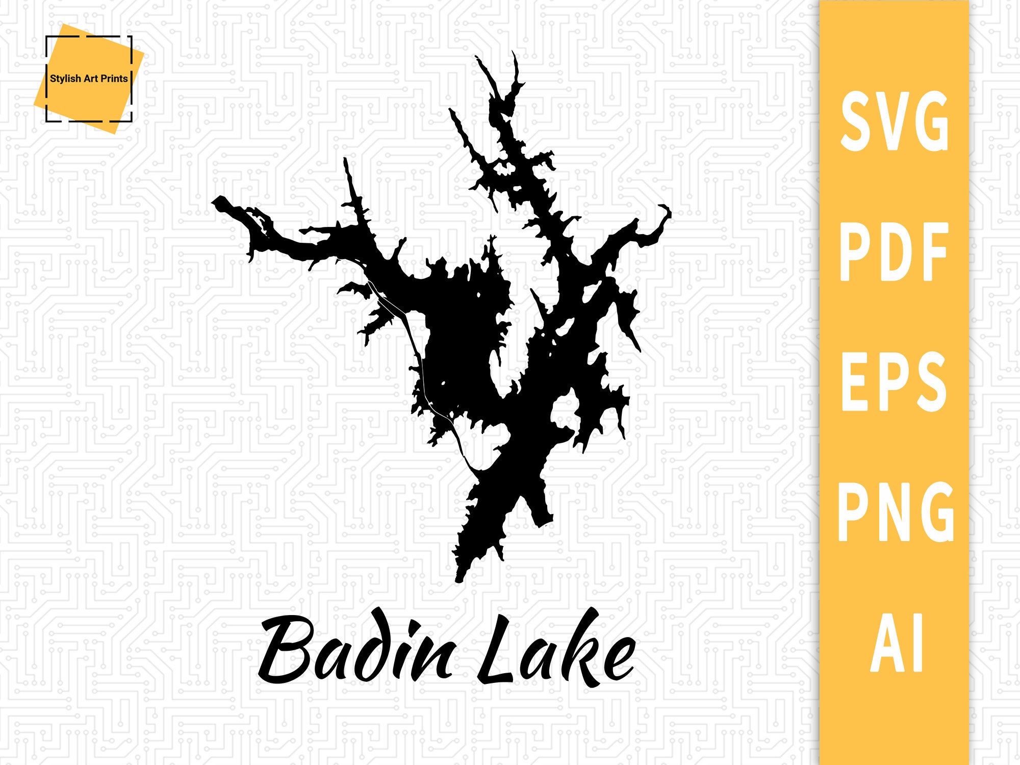 Badin Lake Map SVG North Carolina Map Vector File Instant Etsy