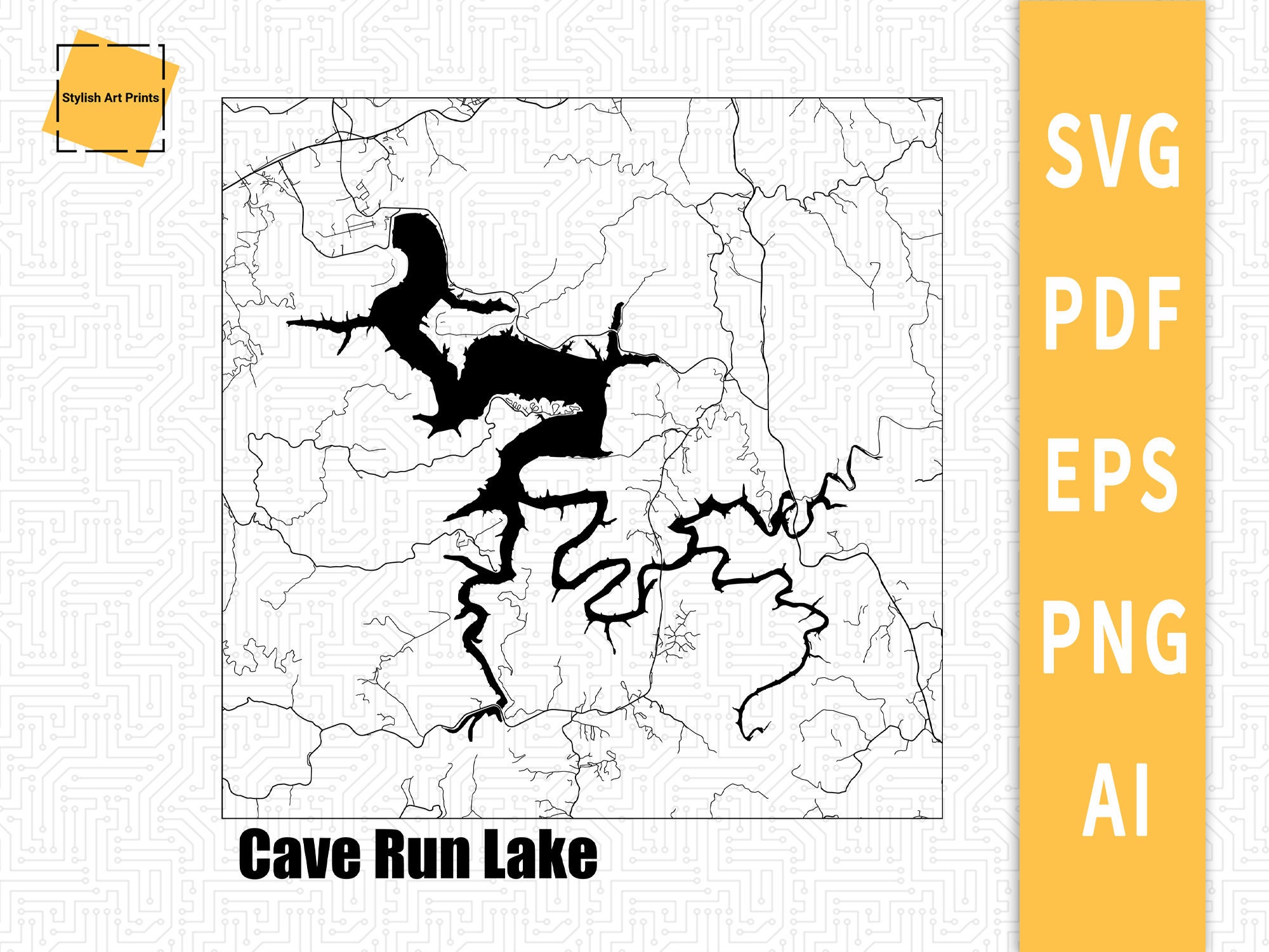 Layered Map of Cave Run Lake Kentucky Map Vector File SVG Etsy Australia