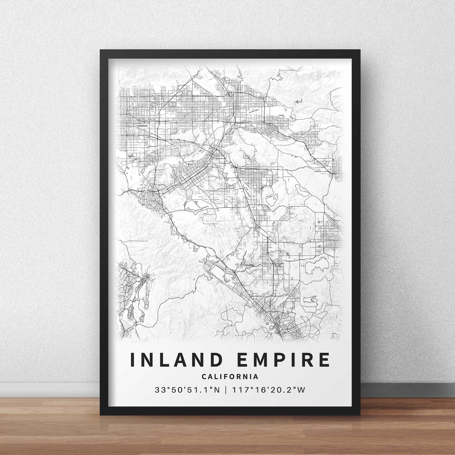 Printable Map of Inland Empire California CA United States Etsy