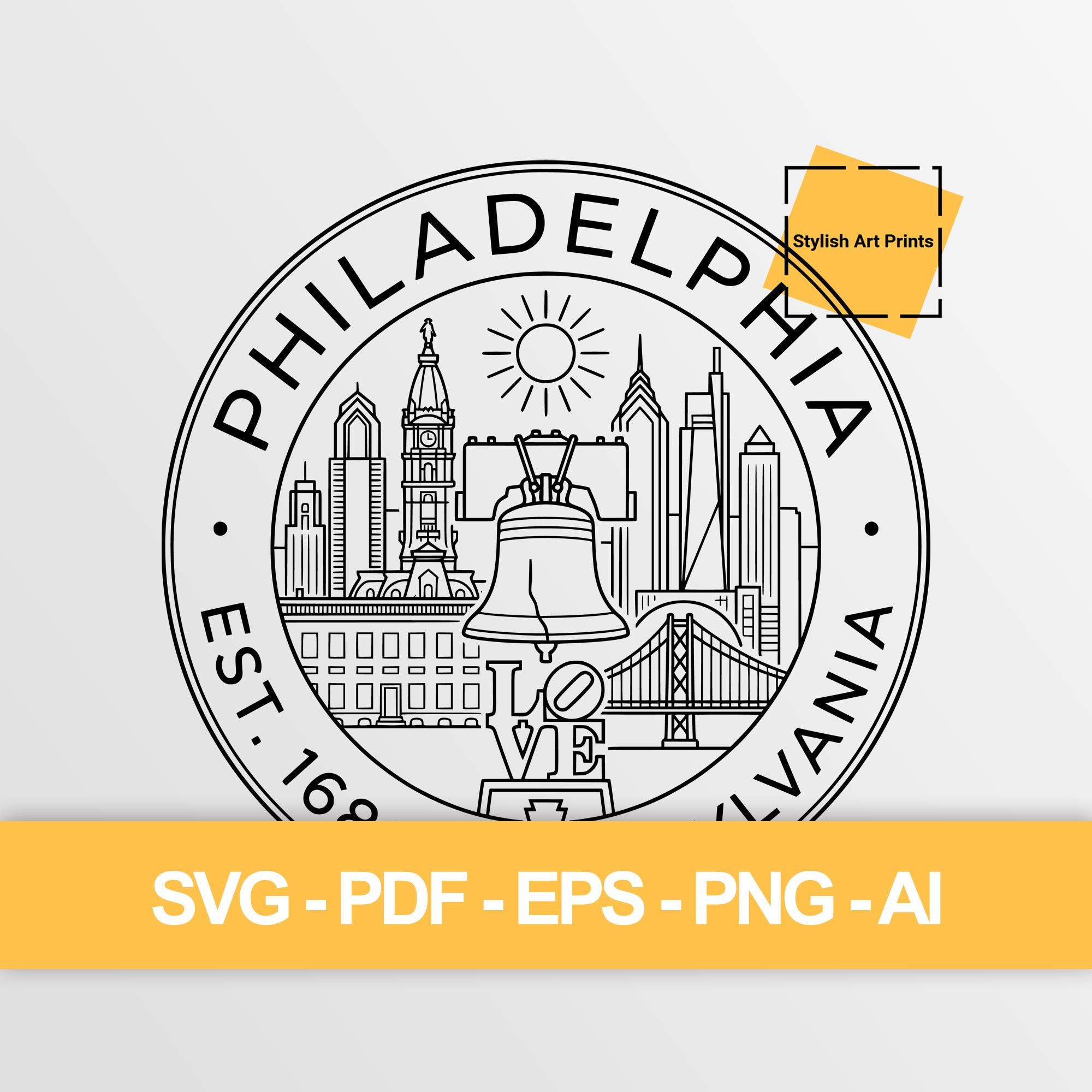 Philadelphia Seal Vector Clipart (SVG, PNG, PDF), Philadelphia Cutting ...