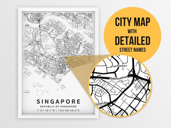 Printable Map of Singapore With Street Names Instant - Etsy