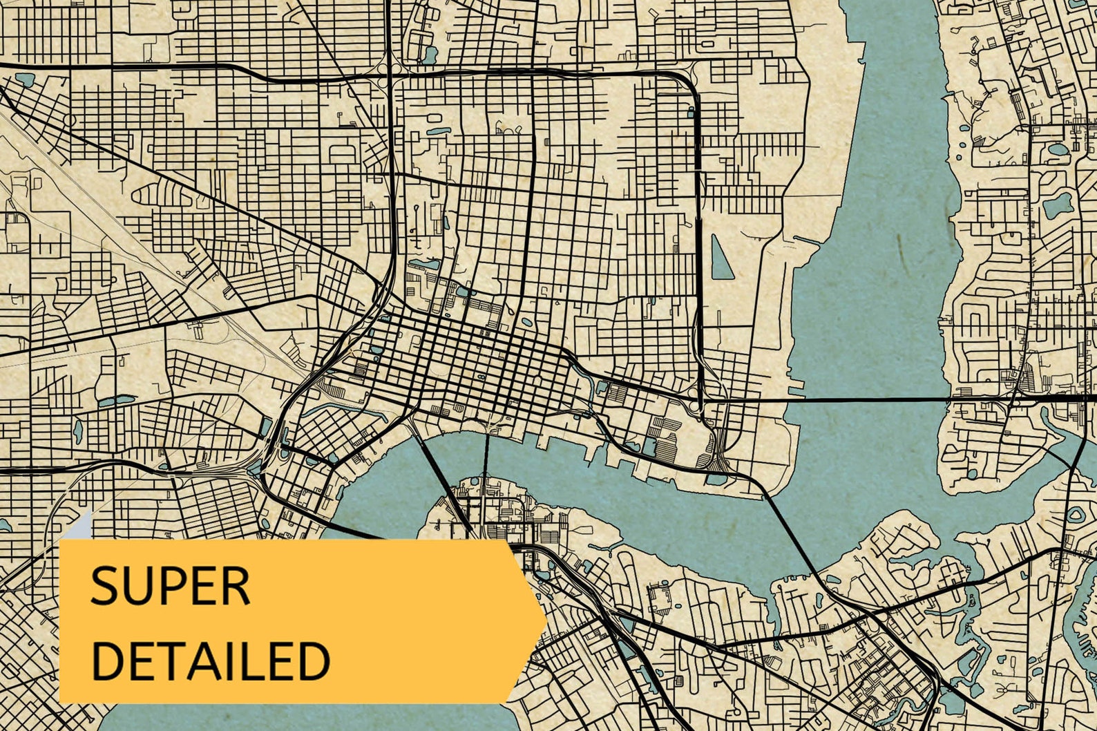 Printable Vintage Map of Jacksonville Florida United States Etsy