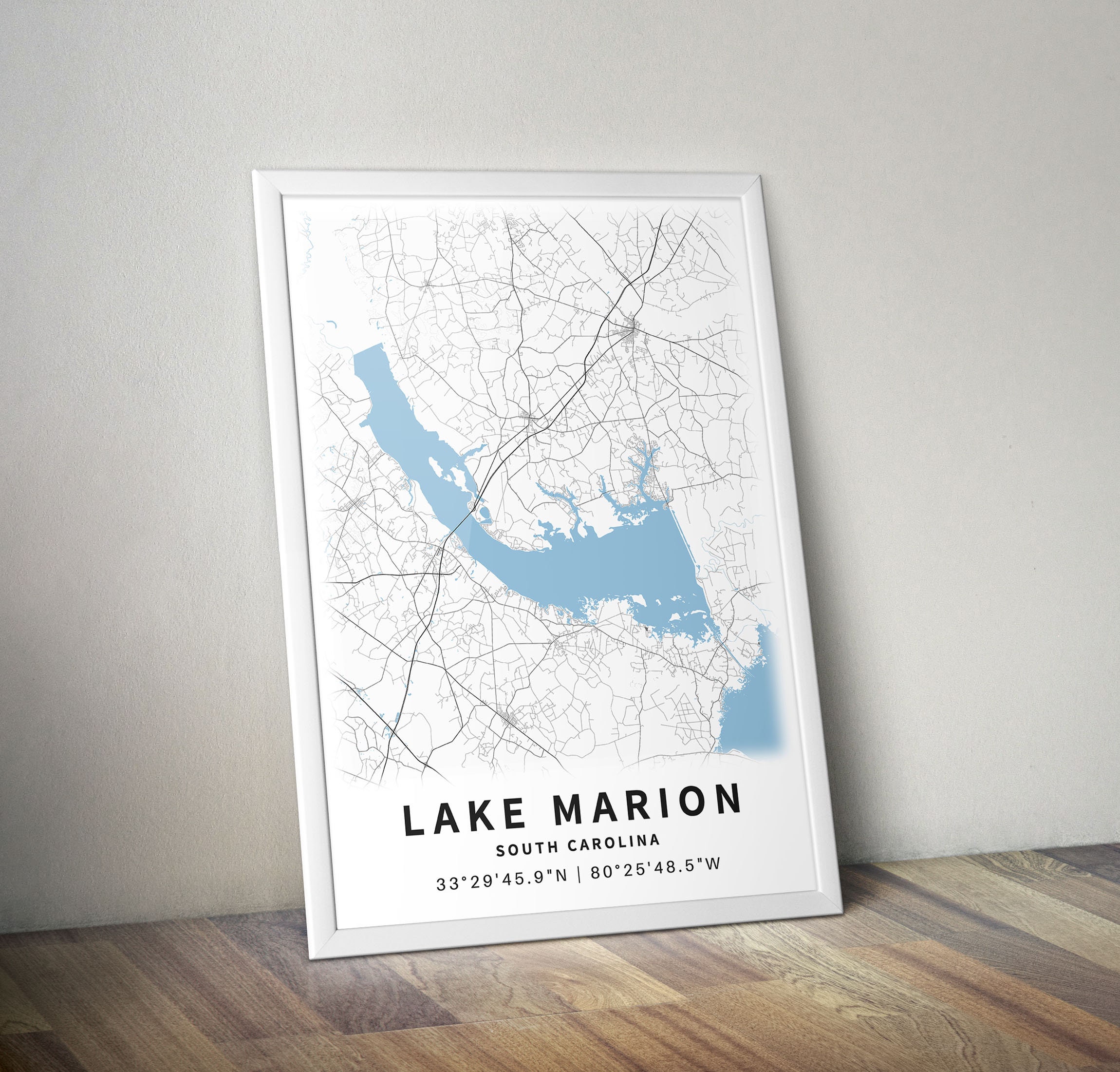 Printable Map of Lake Marion South Carolina United States Etsy