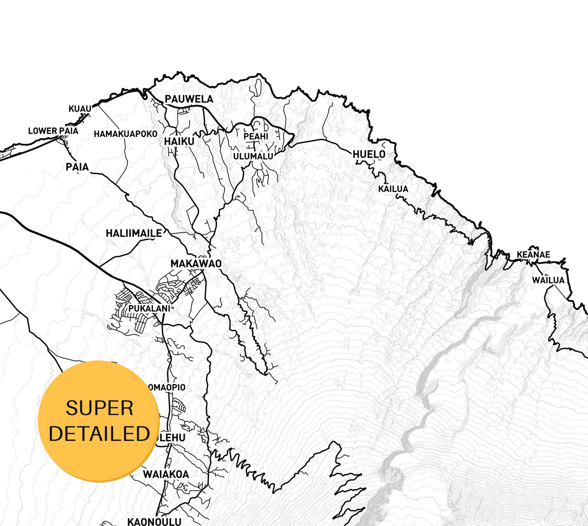 Printable Maui Map.pdf Printable Map of Maui, Hawaii, USA With City Names - Instant Download ...