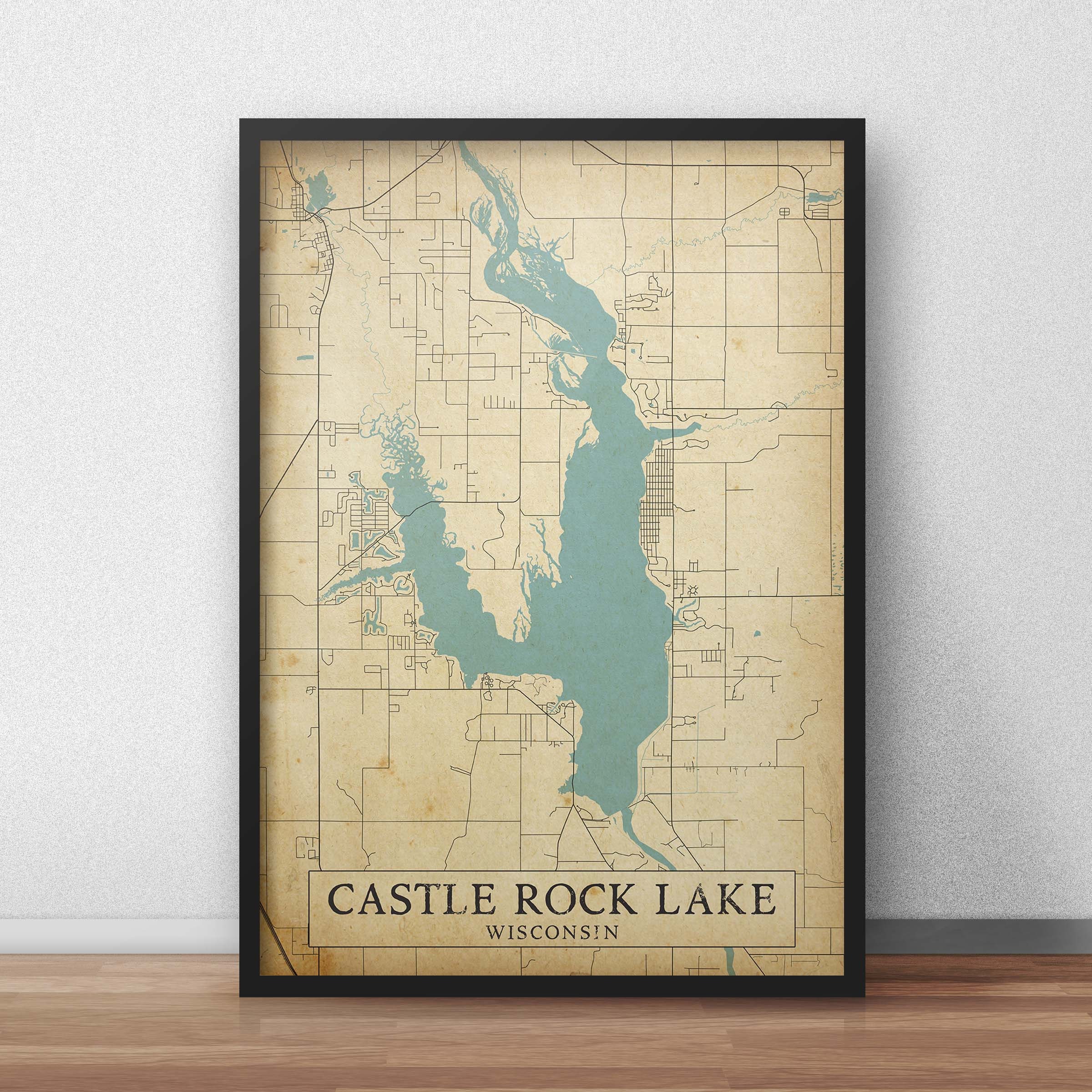 Printable Vintage Style Map of Castle Rock Lake Wisconsin Etsy