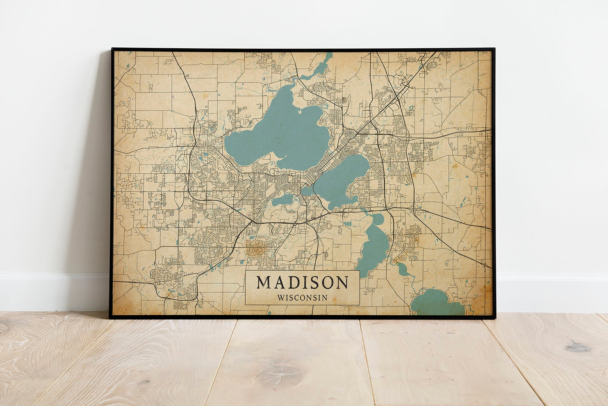 Printable Vintage Style Map of Madison Wisconsin USA Etsy