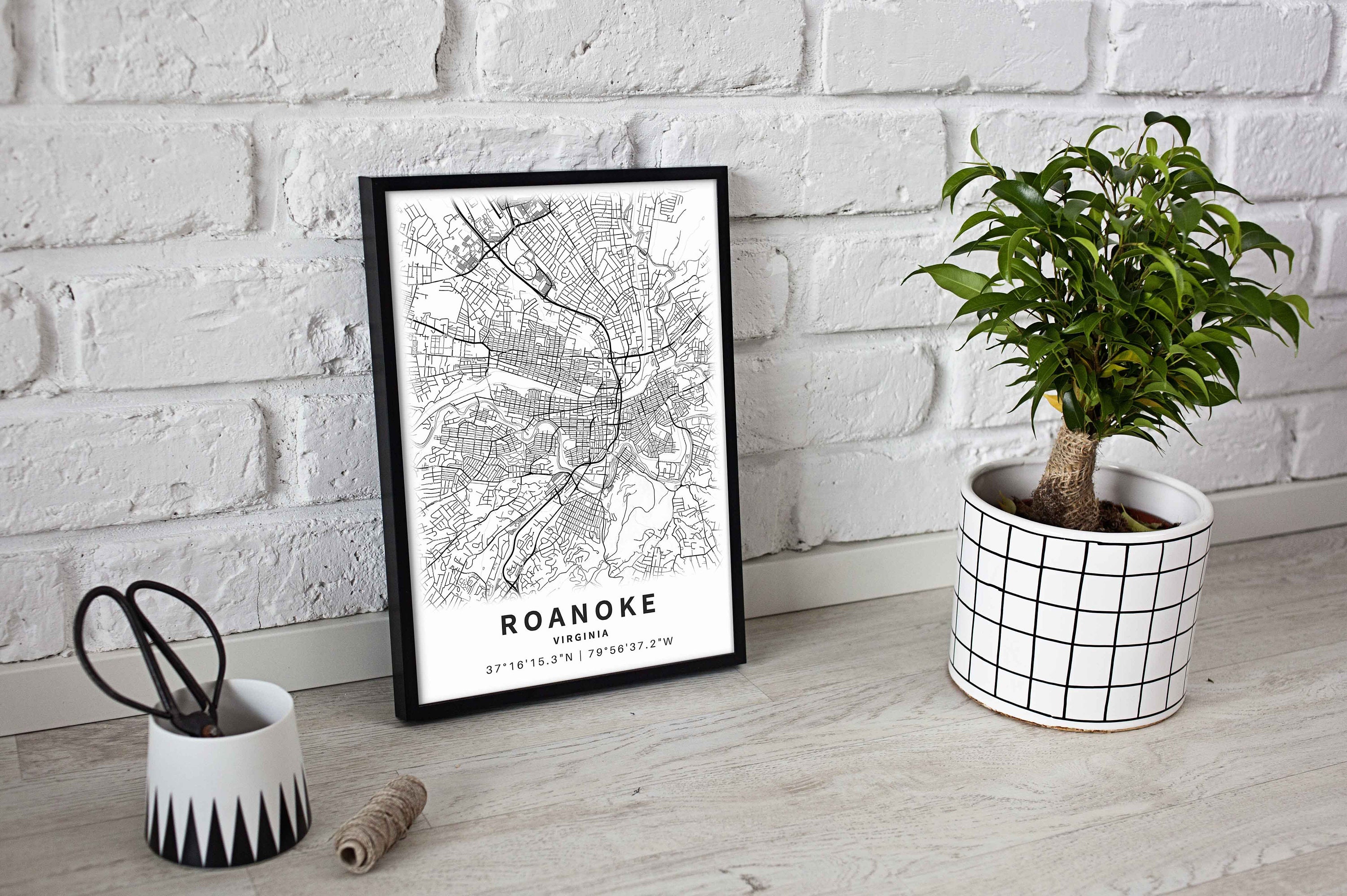 Printable Map of Roanoke Virginia VA United States With | Etsy