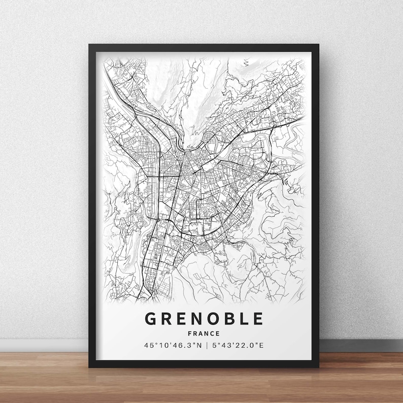 Mapa imprimible de Grenoble Francia con nombres de calles - Etsy España