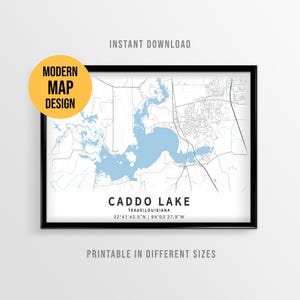 Caddo Lake Map Poster, Texas and Louisiana Printable Lake House Decor (Instant Download)