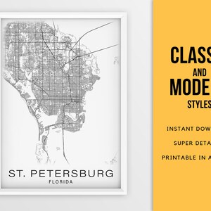 Printable Map of St. Petersburg, Florida FL USA, United States Instant Download City Map Wall ...