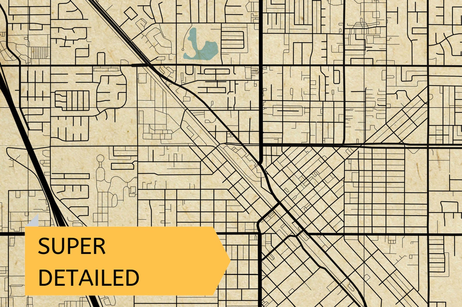 Turlock CA Vintage Style Map California USA Rustic Poster Etsy