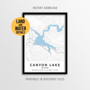 Canyon Lake Karte, Arizona Salt River Haus Dekor (Instant Download)