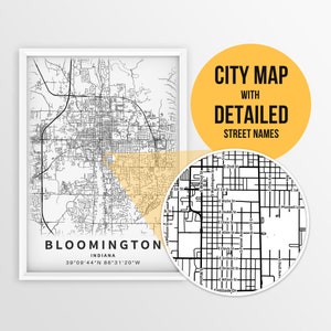 Bloomington, Indiana (USA) mit Strassennamen - direkter Download ~ Stadtplan ~ Bloomington IU