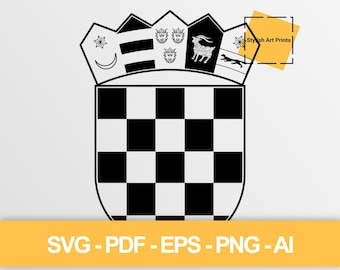 Croatia Coat of Arms Vector Clipart (SVG, PNG, PDF), Croatia Cutting File — Instant Download