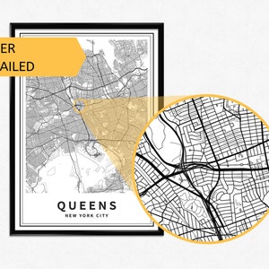 Printable Map of Queens, New York City Instant Download City Map Wall ...