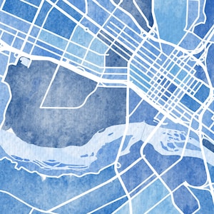 Printable Watercolor Map of Richmond, Virginia, United States Instant ...