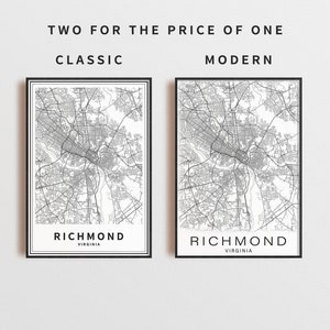 Printable Map of Richmond, Virginia, United States Instant Download ...