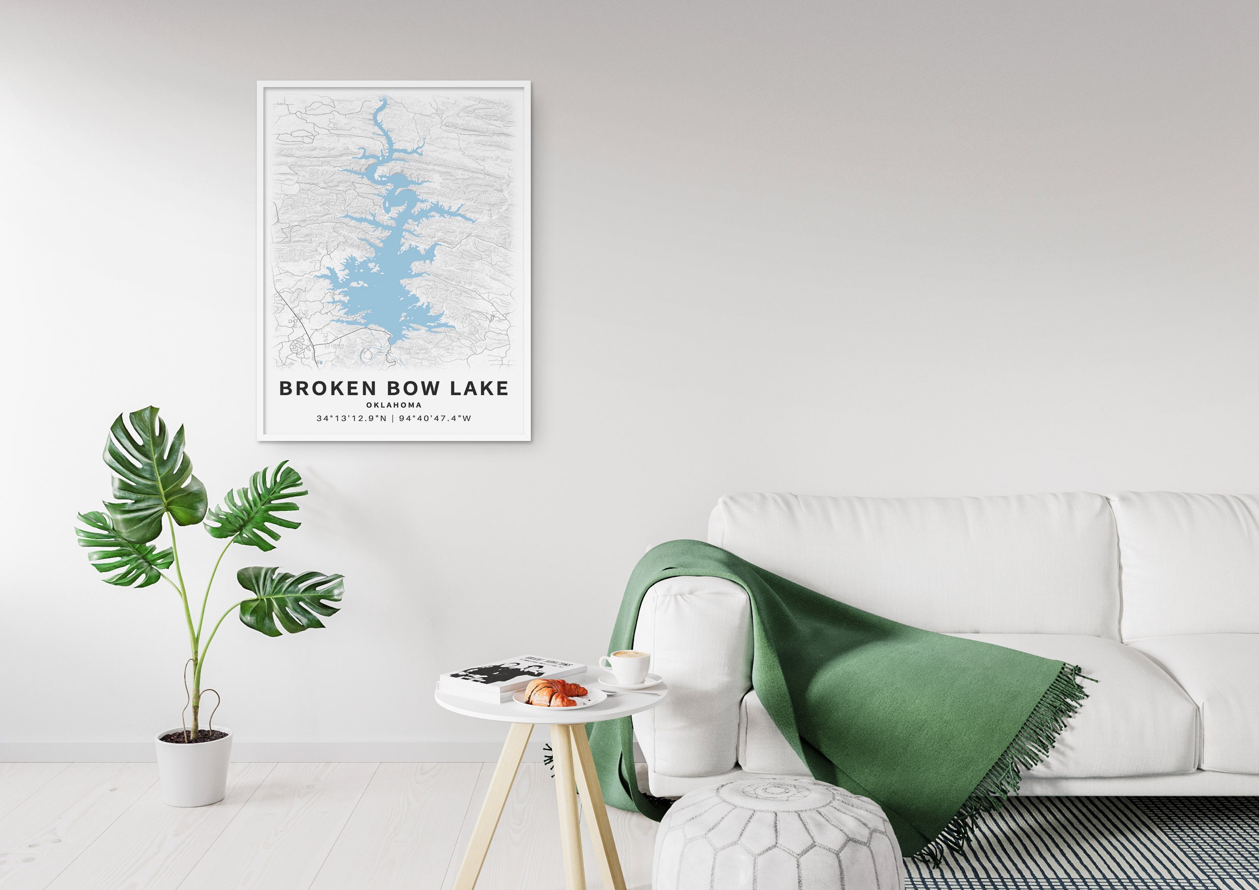 Printable Map Broken Bow Lake Oklahoma United States Etsy