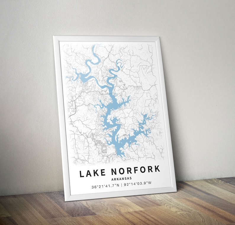 Printable Map of Norfork Lake Arkansas United States | Etsy