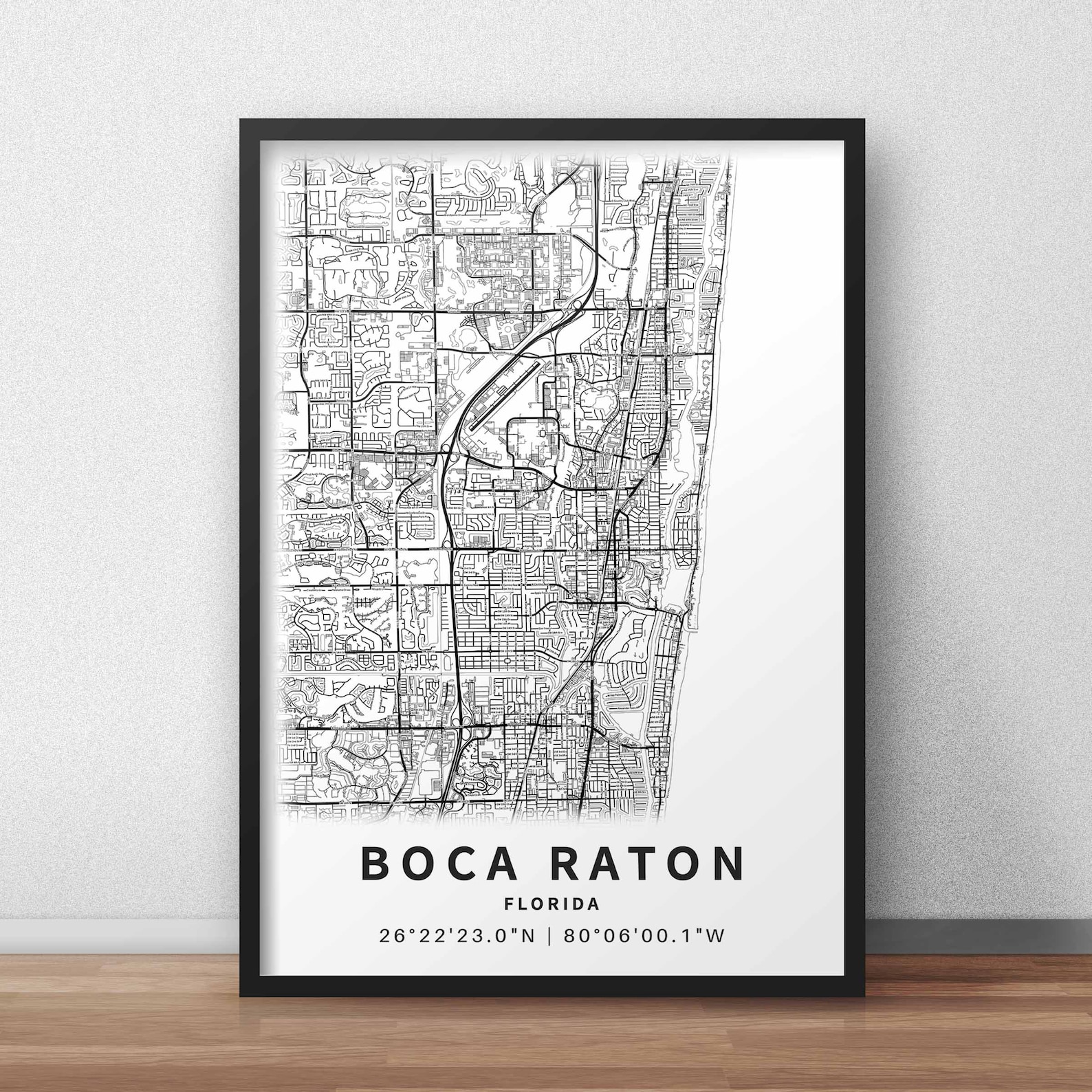 Printable Map of Boca Raton FL Florida USA With Street Names Etsy