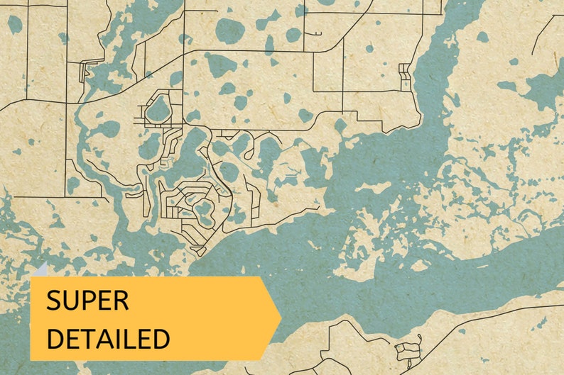Vintage Style Map of Lake Seminole USA Instant Etsy UK