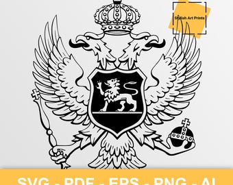 Escudo de armas de Montenegro en formato vectorial (SVG, PNG, PDF), archivo de corte de Montenegro — Descarga inmediata