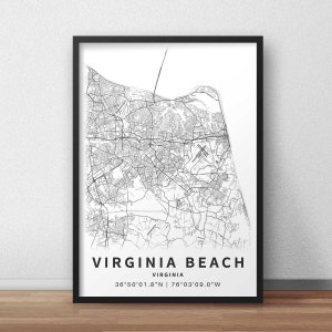 Printable Map of Virginia Beach, Virginia, USA With Street Names ...