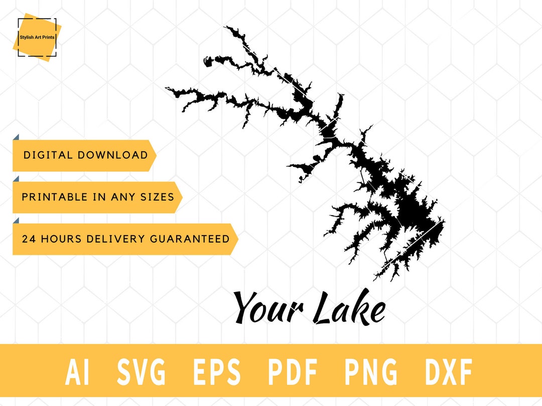 Custom Lake Map Vector File - Digital Download SVG \ DXF \ PNG ...