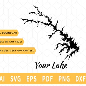 Archivo vectorial de mapa de lago personalizado: descarga digital SVG \ DXF \ PNG \ corte \ licencia comercial incluida