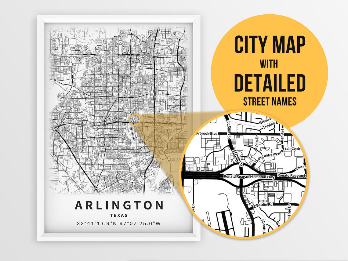 Printable Map of Arlington TX Texas - Il 1140xN.2794906843 Ozq5