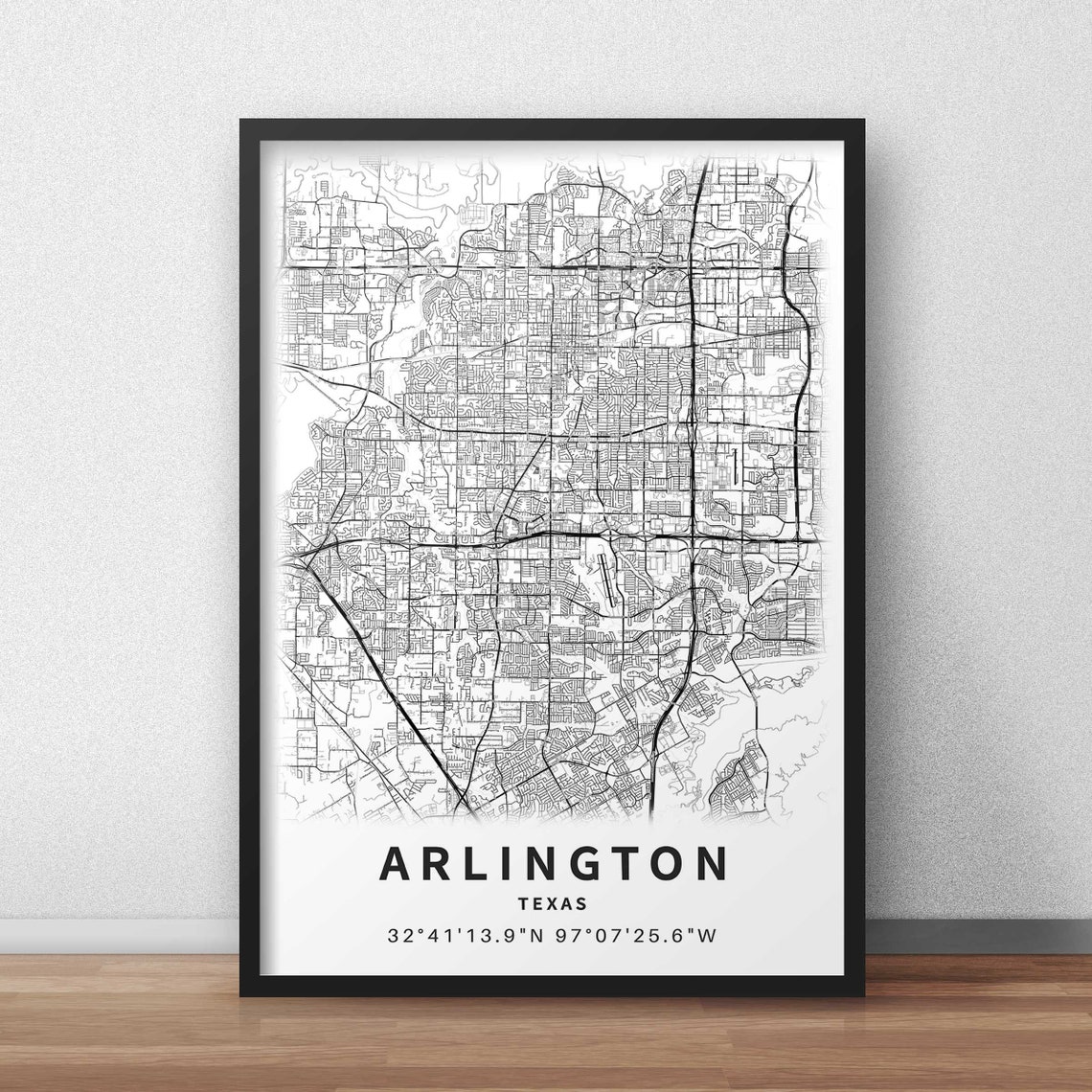 Printable Map of Arlington TX Texas city USA with street | Etsy