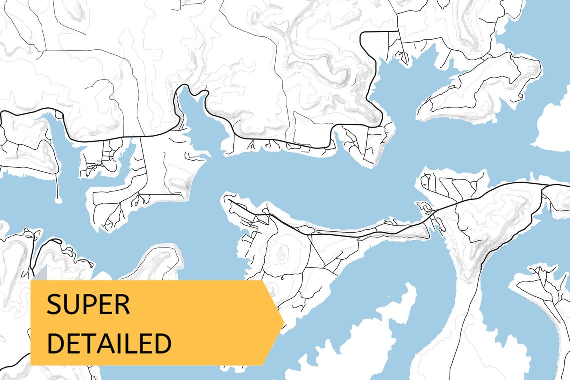 Printable Map of Possum Kingdom Lake Texas United States Etsy