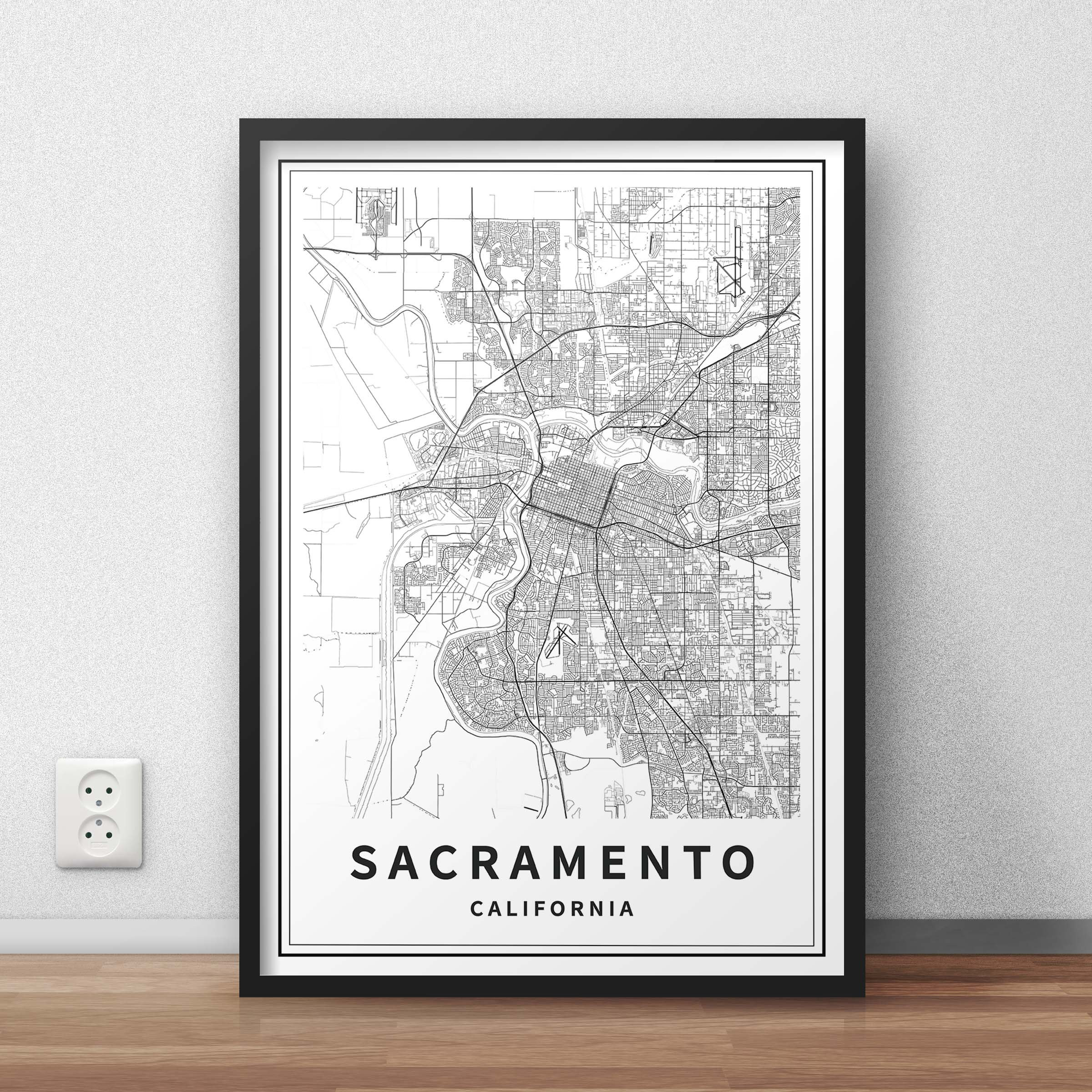 Printable Map of Sacramento California United States | Etsy