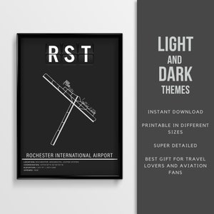 RST Rochester International Airport Poster - Instant Download \ Airport Map \ Gift Pilot \ Wall Art \ Minnesota Travel Poster \ Printable