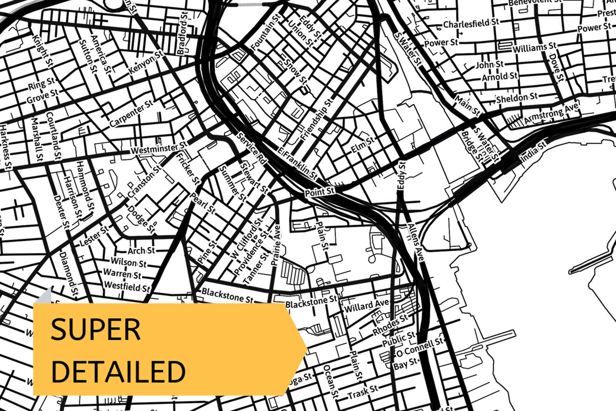 Printable Map Providence Rhode - Il Fullxfull.2831288101 E272