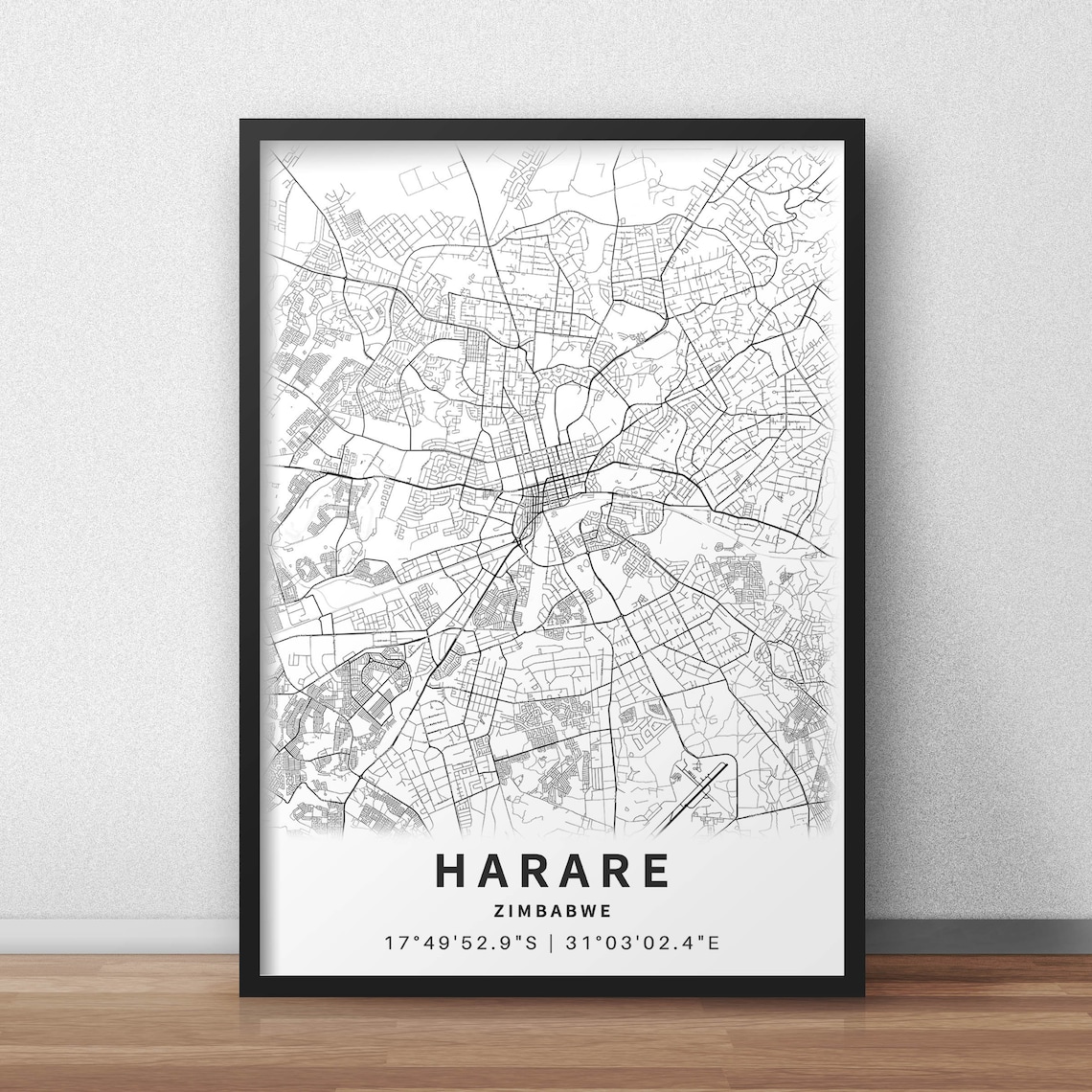 Printable Map of Harare Zimbabwe With Street Names Instant - Etsy