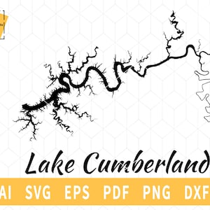 Lake Cumberland map SVG, Kentucky map Vector File - Instant Download \ Cutting \ Lake silhouette \ Commercial License